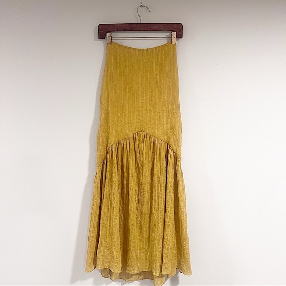 TULAROSA Pear Yellow Cameron High Waisted Cotton Maxi Skirt Size Small - Picture 5 of 15